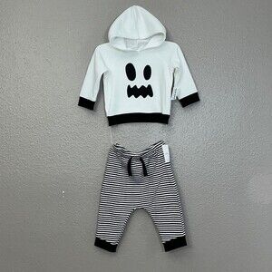 Old Navy White & Black Halloween Ghost Hoodie & Pants Set unisex